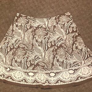 Talbots Brown and White Floral Skater Skirt